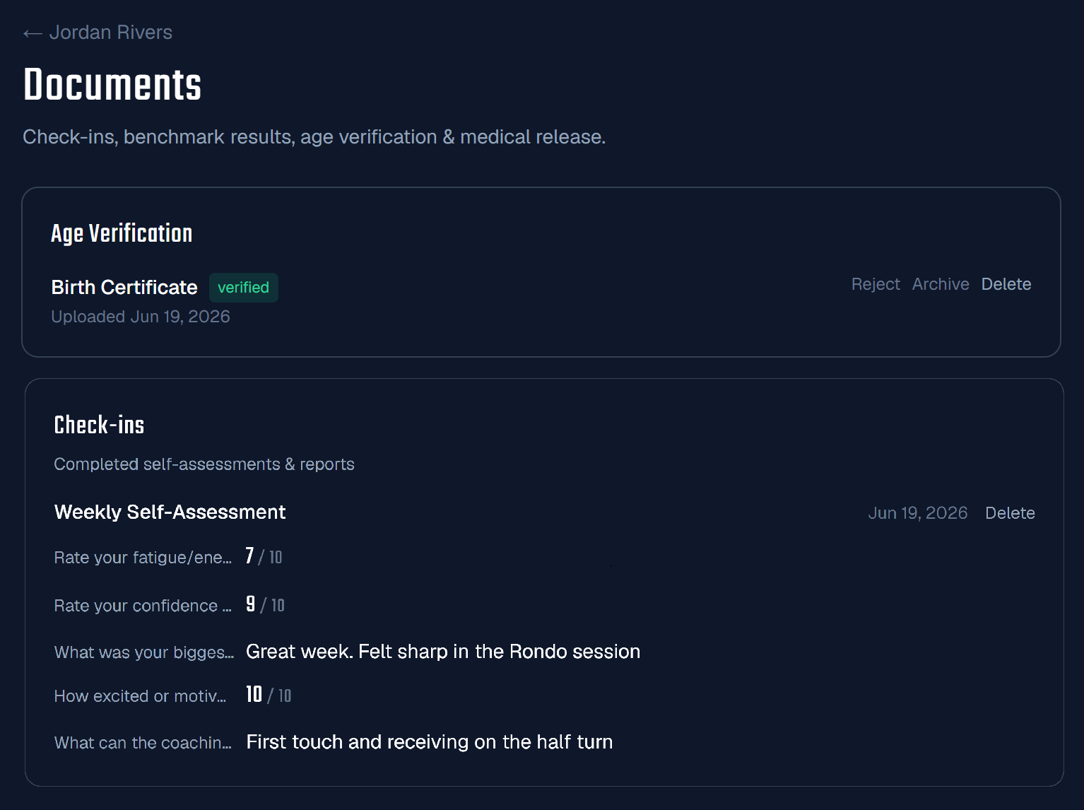 Documents & Compliance screen